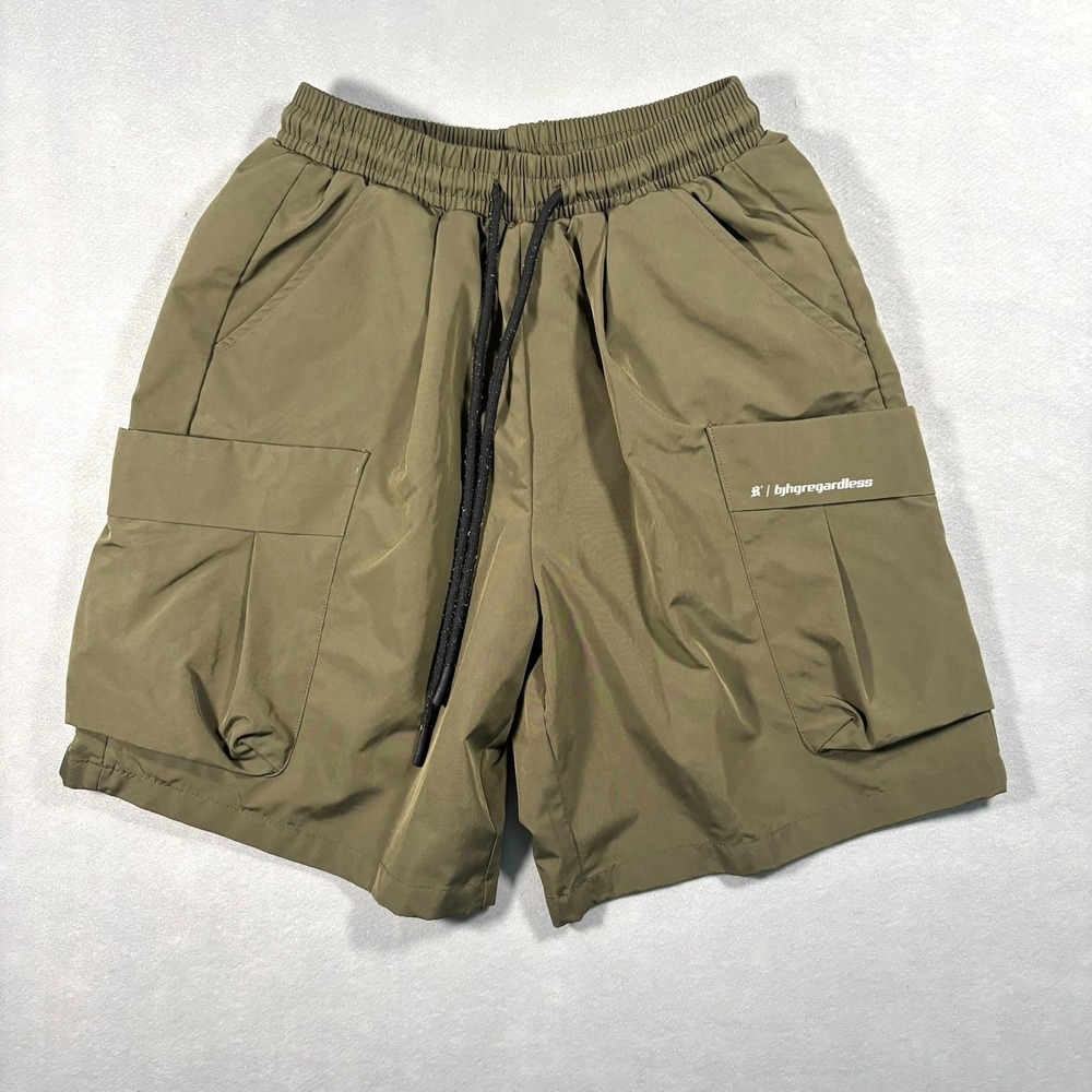 BJHG Bejusthug Mens Cargo Shorts Sz M Olive Green Techwear Gorpcore Drawstring
